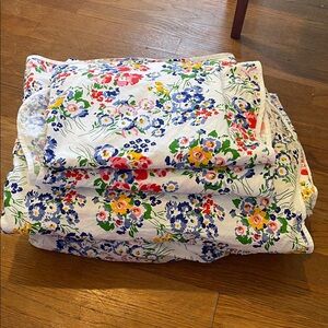 D PORTHAULT NEW YORK MILLE FLEURS MULTI QUEEN SHEET SET